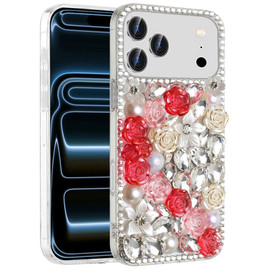 Dazzling Bling 3D Crystal Diamond Case for iPhone 18 Pro Max and iPhone 17 Pro Max - Red