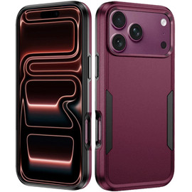 Military Grade TUFF Shockproof Hybrid Armor Case for iPhone 18 Pro Max and iPhone 17 Pro Max - Burgundy