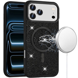 Dazzling Diamond MagSafe Hybrid Case for iPhone 18 Pro Max and iPhone 17 Pro Max - Black
