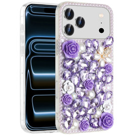 Dazzling Bling 3D Crystal Diamond Case for iPhone 18 Pro and iPhone 17 Pro - Purple