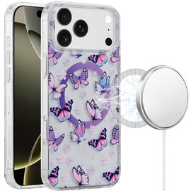 Mood Series MagSafe Hybrid Case for iPhone 18 Pro and iPhone 17 Pro - Purple Butterflies