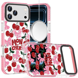 Transparent Protective Bumper Case with MagSafe for iPhone 18 Pro and iPhone 17 Pro - Red Cherries