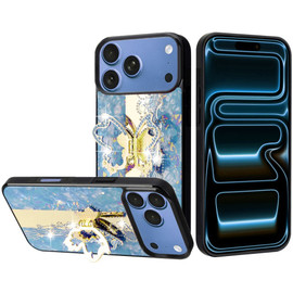 Splendid Bling Crystal Diamond Case with 3D Butterfly Stand for iPhone 18 Pro and iPhone 17 Pro - Light Blue