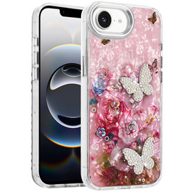 Butterfly Ornaments Design Epoxy Glitter Hybrid Case for iPhone 17e / 16e