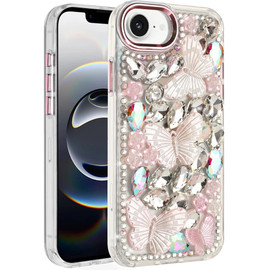 Butterfly Luxurious Bling 3D Crystal Diamond Case for iPhone 17e / 16e - Pink