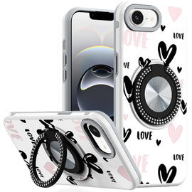 Circular Series Hybrid Case with Rotating Ring Stand for iPhone 17e / 16e - Love Hearts