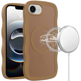 Shade Series Curly Wave Grip Hybrid Case with MagSafe for iPhone 17e / 16e - Brown