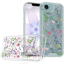 Designer Series Tough Shield Transparent Hybrid Case for iPhone 17e / 16e - Purple and Green Wildflowers