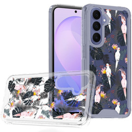 Designer Series Tough Shield Transparent Hybrid Case for Samsung Galaxy A17 5G - Tropical Flamingo & Leaves