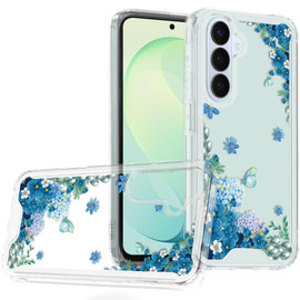 Designer Series Tough Shield Transparent Hybrid Case for Samsung Galaxy A16 5G - Blue Floral Cascade with Sparkles