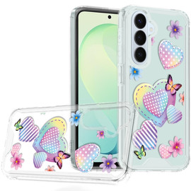 Designer Series Tough Shield Transparent Hybrid Case for Samsung Galaxy A16 5G - Pastel Hearts with Butterflies