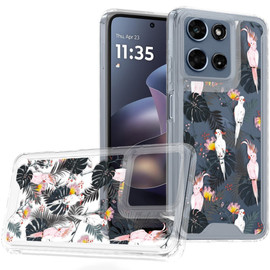 Designer Series Tough Shield Transparent Hybrid Case for Motorola Moto G (2026/2025) / Moto G Play 2026 - Tropical Flamingo & Leaves