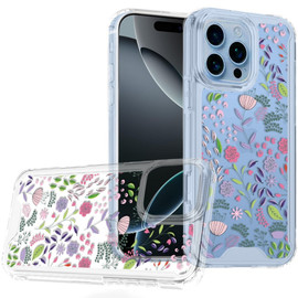 Designer Series Tough Shield Transparent Hybrid Case for iPhone 16 Pro Max - Purple and Green Wildflowers