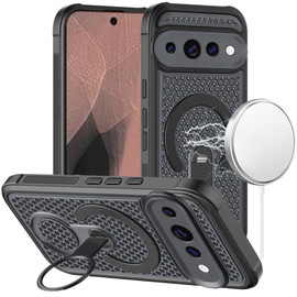 Honeycomb Series Heat Dissipation Magnetic Cooling Case with Rotating Ring Holder Kickstand for Google Pixel 11 Pro XL - Black