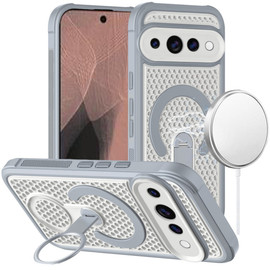 Honeycomb Series Heat Dissipation Magnetic Cooling Case with Rotating Ring Holder Kickstand for Google Pixel 11 Pro XL - Grey