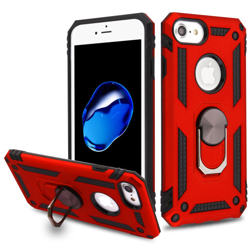 Armor Ring Finger Loop Hybrid Case for iPhone SE (3rd gen & 2nd gen) and iPhone 8/7/6S/6 - Red