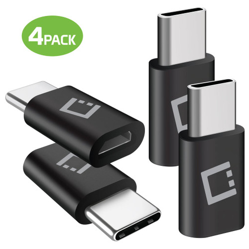 4-Pack USB 3.0 Micro-USB to USB-C (Type-C) Adapter - Black