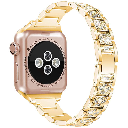 Luxury Stainless Steel Diamond Link Watch Band for Apple Watch 45mm / 44mm / 42mm - Gold