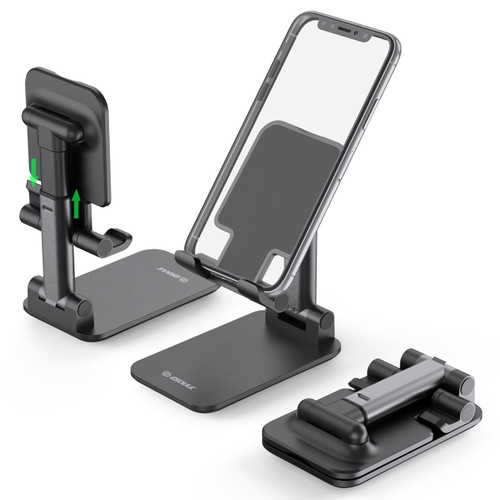 Universal Desktop Cell Phone and Tablet Foldable Stand - Black