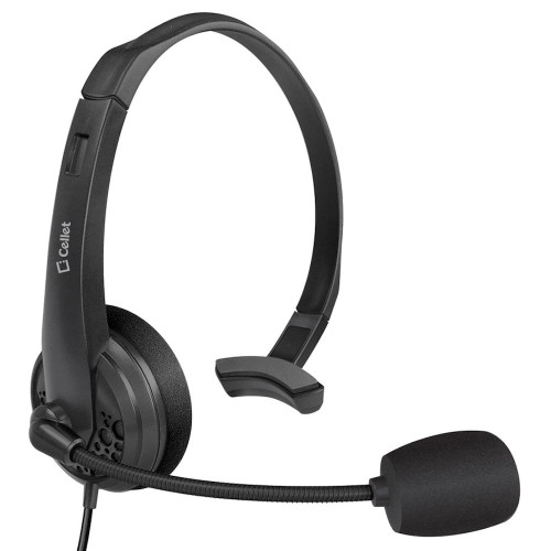 Durable Hands-Free 3.5mm Headset with Flexible Boom Mic - Black