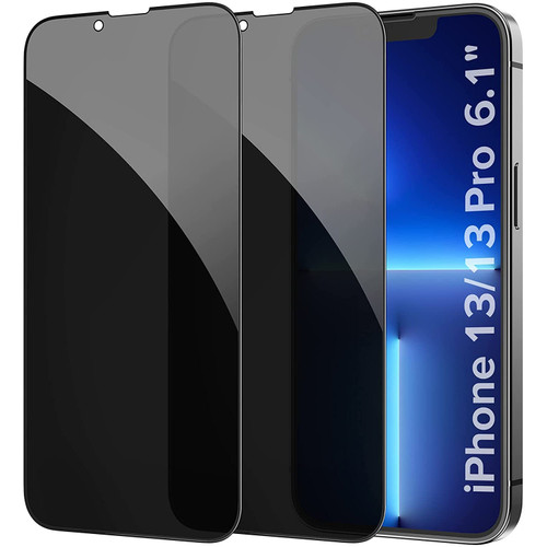 2-Pack Full Coverage Privacy Tempered Glass Screen Protector for iPhone 14 / iPhone 13 / iPhone 13 Pro