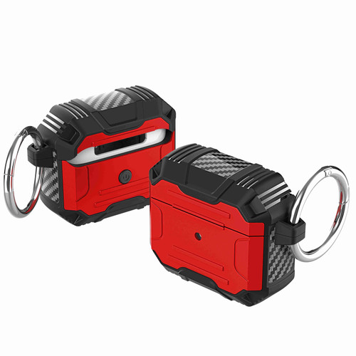 Carbon Fiber Series TUFF Hybrid Case for AirPods (3rd Generation) - Red