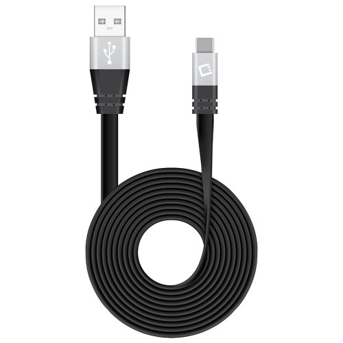 CyonGear USB-A to USB-C Charging Sync Tangle-Free Flat Cable - Black