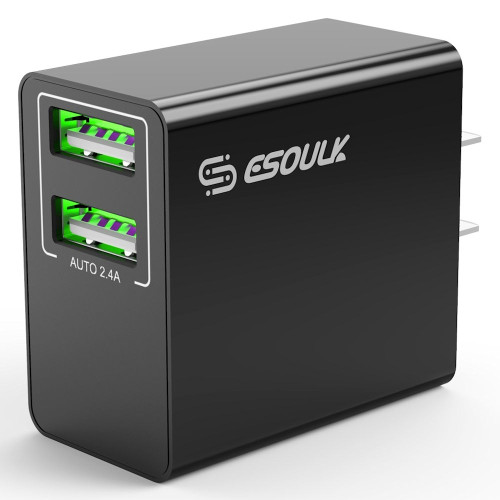 Dual USB-A Wall Charger 24W - Black