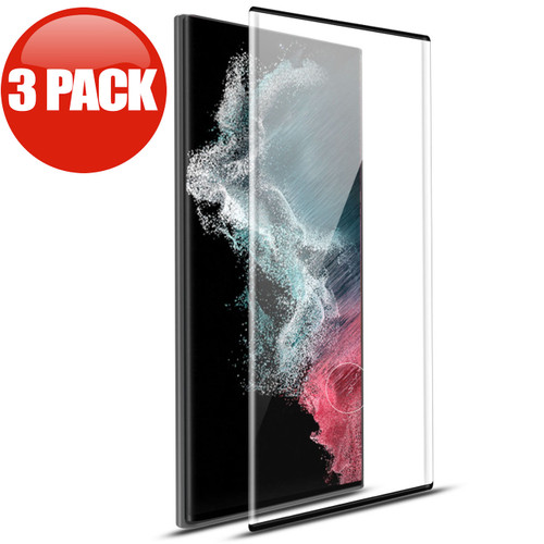 3-Pack 3D Curved Edge HD Tempered Glass Screen Protector for Samsung Galaxy S22 Ultra 5G