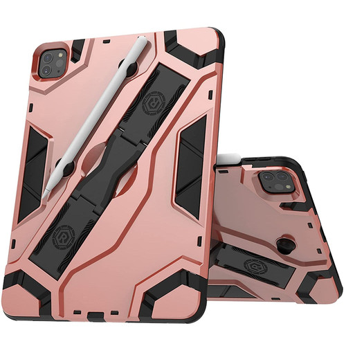 Rugged Hybrid Armor Case with Multi-Functional Kickstand for iPad Air (5th and 4th Generation) - Rose Gold