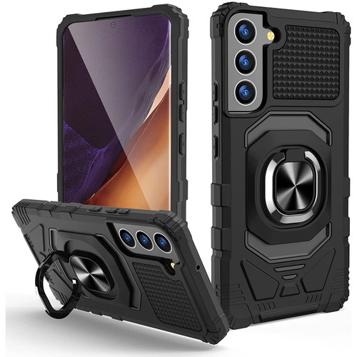 Robotic Series Dual Layer Hybrid Case with Ring Holder for Samsung Galaxy S22 5G - Black