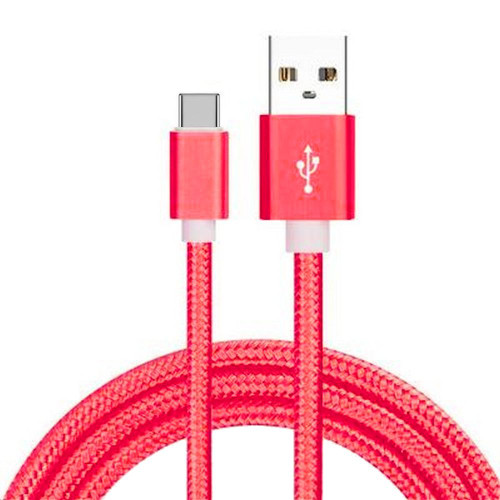 6.5 Ft. High-Speed 3A Nylon Braided USB-A to USB-C (Type-C) Charge & Sync Cable - Red