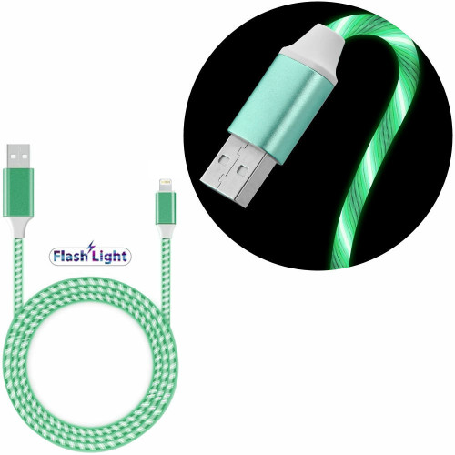 Flowing LED Lights Lightning to USB Charge and Sync Cable - Green
