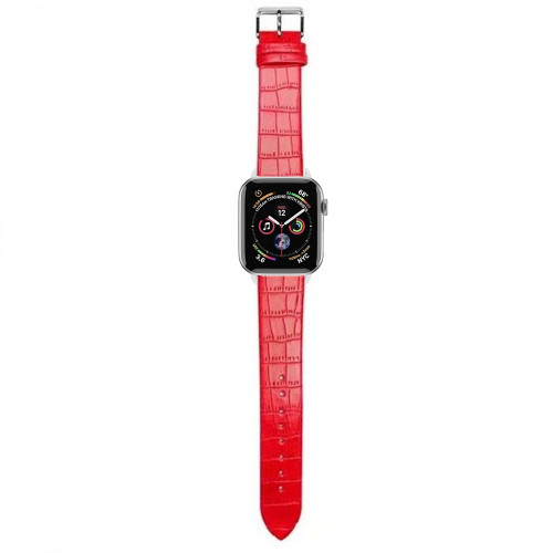 Crocodile Series Leather Band for Apple Watch 49mm / 45mm / 44mm / 42mm - Red