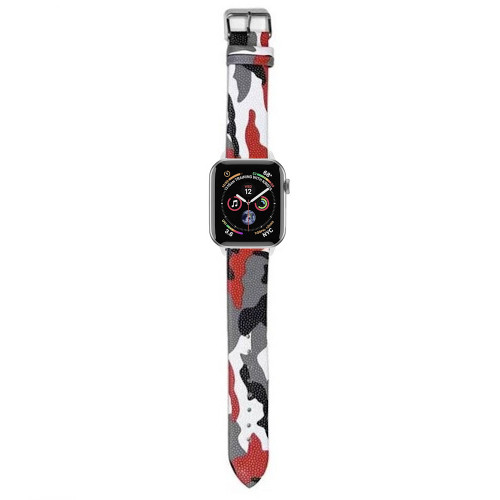 Camouflage Series Leather Band for Apple Watch 49mm / 45mm / 44mm / 42mm - Red