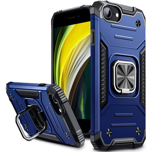 Robust Series Dual Layer Hybrid Case with Ring Holder for iPhone SE (3rd gen & 2nd gen) and iPhone 8/7 - Navy Blue