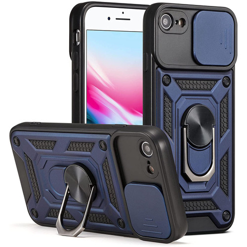 Elite Series Hybrid Case with Ring Holder and Camera Lens Cover for iPhone SE (3rd gen & 2nd gen) and iPhone 8/7 - Navy Blue