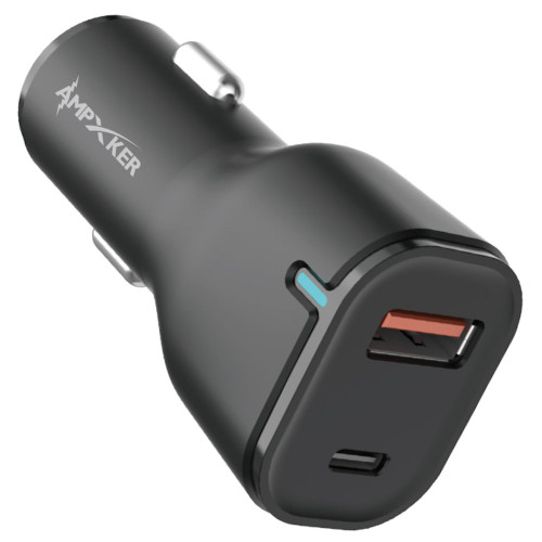 20W USB-C PD Power Delivery + 18W Quick Charge 3.0 USB-A Car Charger - Black