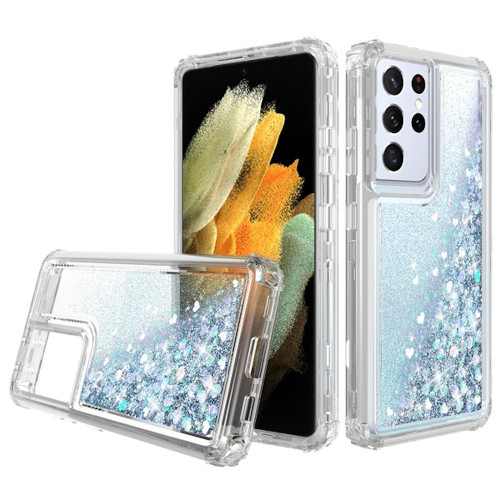 Atomic Quicksand Glitter Waterfall Hybrid Case for Samsung Galaxy S21 Ultra 5G - Clear