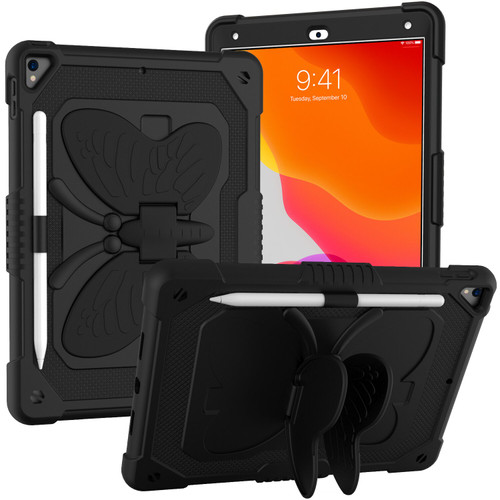 Butterfly Series Military Grade Shockproof Hybrid Case with Adjustable Wings for iPad 10.2 inch (9th, 8th & 7th Gen) - Black