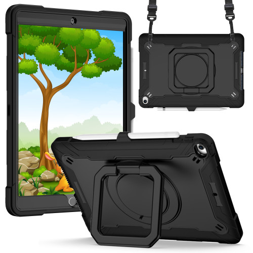 Military Grade Hybrid Armor Case with 360 Degree Rotation Kickstand for iPad 10.2 inch (9th, 8th & 7th Gen) - Black