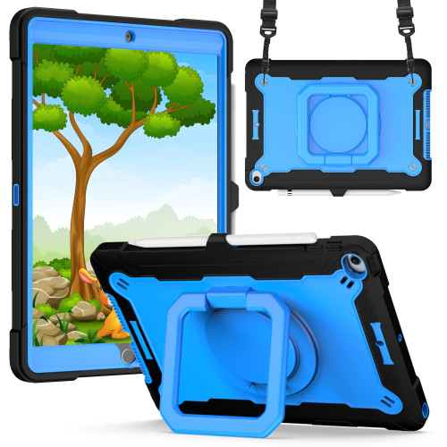 Military Grade Hybrid Armor Case with 360 Degree Rotation Kickstand for iPad 10.2 inch (9th, 8th & 7th Gen) - Blue