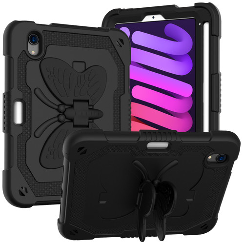 Butterfly Series Military Grade Shockproof Hybrid Case with Adjustable Wings for iPad Mini 6 (6th Generation) - Black