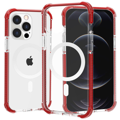 MagSafe Compatible Transparent Protective Bumper Case for iPhone 13 Pro Max - Red