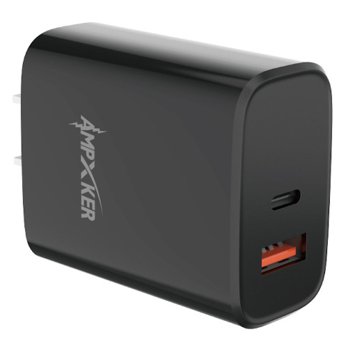 20W USB-C PD Power Delivery + 18W Qualcomm Quick Charge 3.0 Super Fast Wall Charger - Black