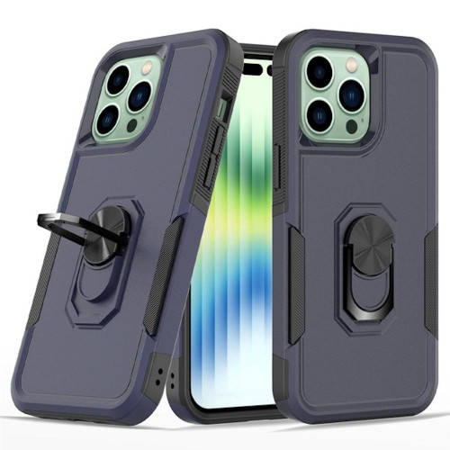 TUFF Shockproof Hybrid Armor Case with Ring Grip for iPhone 14 Pro Max - Navy Blue