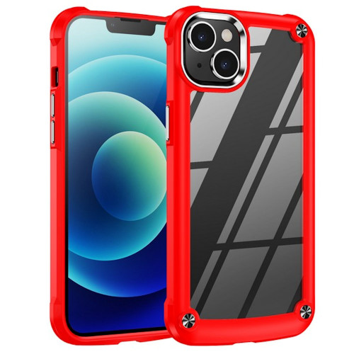 Tough Shield Snap-on Transparent Case for iPhone 14 Plus - Red