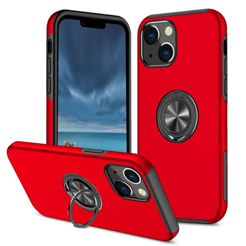 360 Rotating Ring Grip Hybrid Case for iPhone 14 Plus - Red