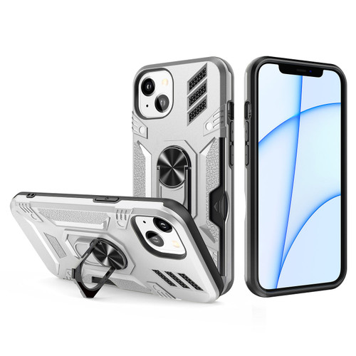 Tough Ring Grip Case with Card Slot for iPhone 14 - Sliver
