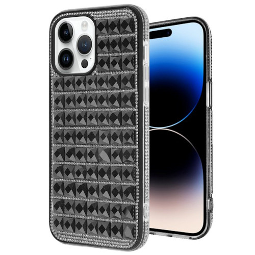 Diamond Series Crystal Rhinestones Case for iPhone 14 Pro - Black